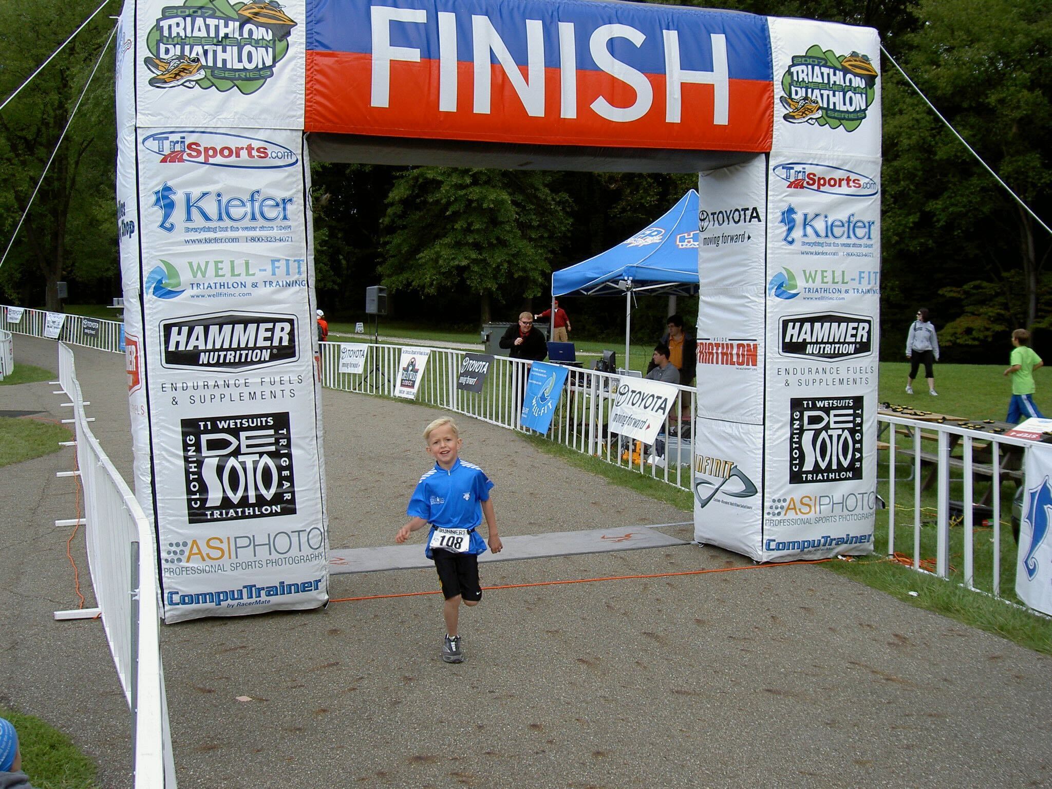 Magnum crossing the finish line